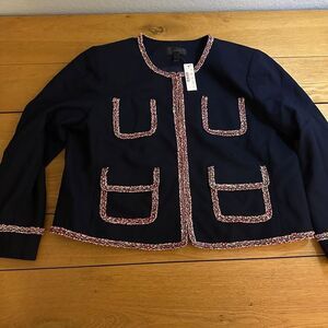 NWT J. Crew lady jacket navy blazer tweed 16 wool blend